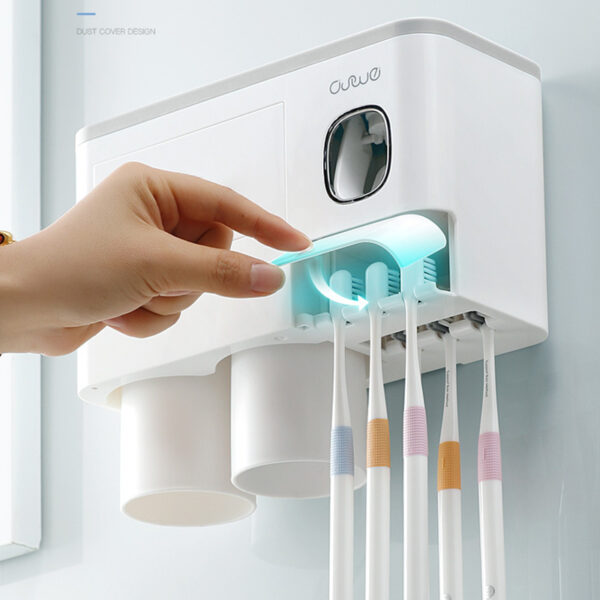 Non-marking Hanging Magnetic Toothbrush Holder Single Drawer Storage Rack With Toothpaste Squeezer Toiletry Set - Image 9