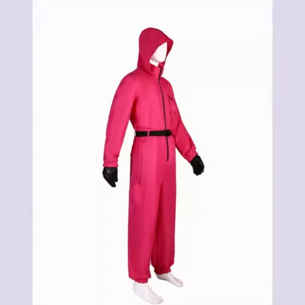 Red Calamari Game Jumpsuit Cosplay Party Tracksuit Outfits Props Role Play Classic Costume From Korean TV Belt Full Mask Set - Image 3