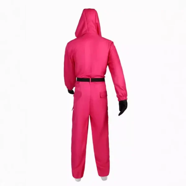 Red Calamari Game Jumpsuit Cosplay Party Tracksuit Outfits Props Role Play Classic Costume From Korean TV Belt Full Mask Set - Image 2